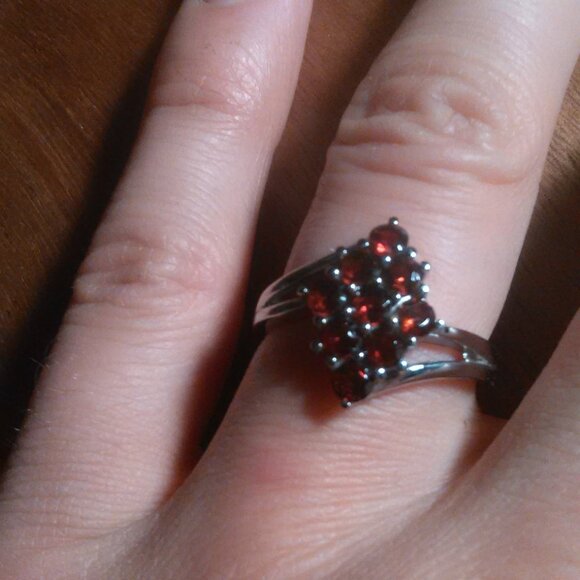 Mozambique Garnet Stainless Steel Ring (Size 7) - Picture 5 of 13